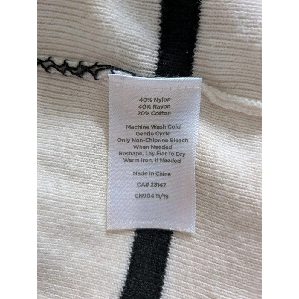 Talbots Oprah Magazine Collection Cardigan Women's XL Cream Black Stripe Sweater